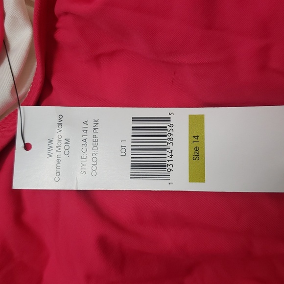 Carmen Marc Valvo NWT "Deep Pink" Deep V Ruffled One Piece Swimsuit - Picture 6 of 6